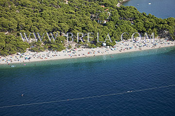 Aerial view of beach in Brela