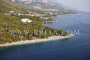 Aerial view of beach in Brela