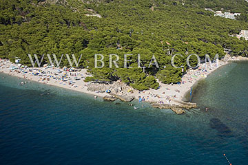 Aerial view of beach in Brela