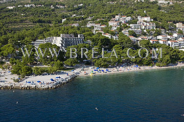 Aerial view of beach in Brela