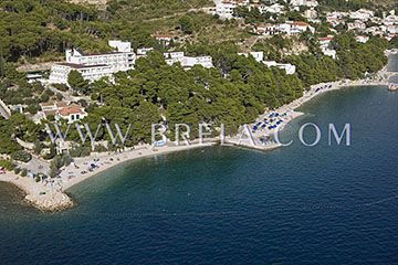 Aerial view of beach in Brela